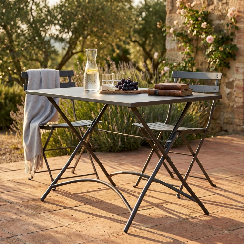 Tavolo pieghevole in metallo 110x70cm - Taupe BristolEDENYA