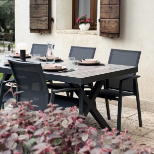 Tavolo da pranzo con piano in ceramica 200x100 - Antracite MackayEDENYA