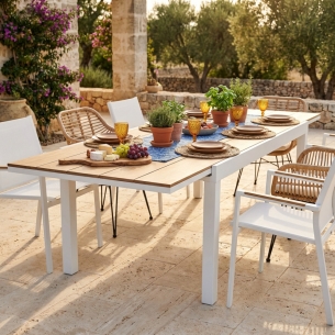 Tavolo da pranzo allungabile con piano in polywood 200/300x95 - Bianco CaymanEDENYA