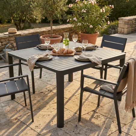 Tavolo da pranzo allungabile in larghezza 100/150x150 - Antracite WashingtonEDENYA