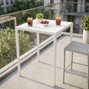 Tavolo alto bianco 70x70x110h cm da esterno autolivellante -1