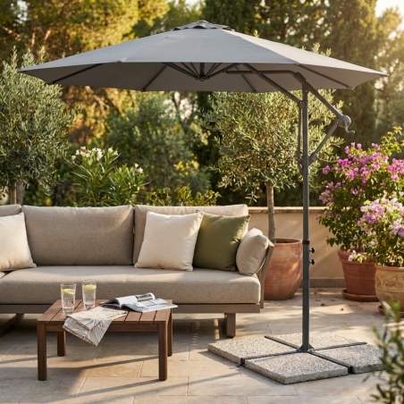 Ombrellone 2x3 metri con palo laterale e telo grigio 180gr - Zenith -2