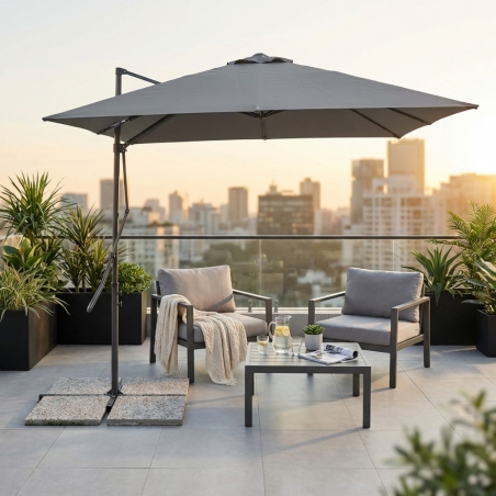 Ombrellone 2x3 metri con palo laterale e telo grigio 180gr - Zenith -1