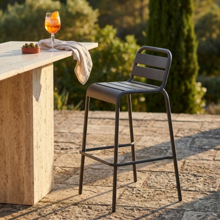 Sgabello alto in metallo taupe 95h - Vega -1