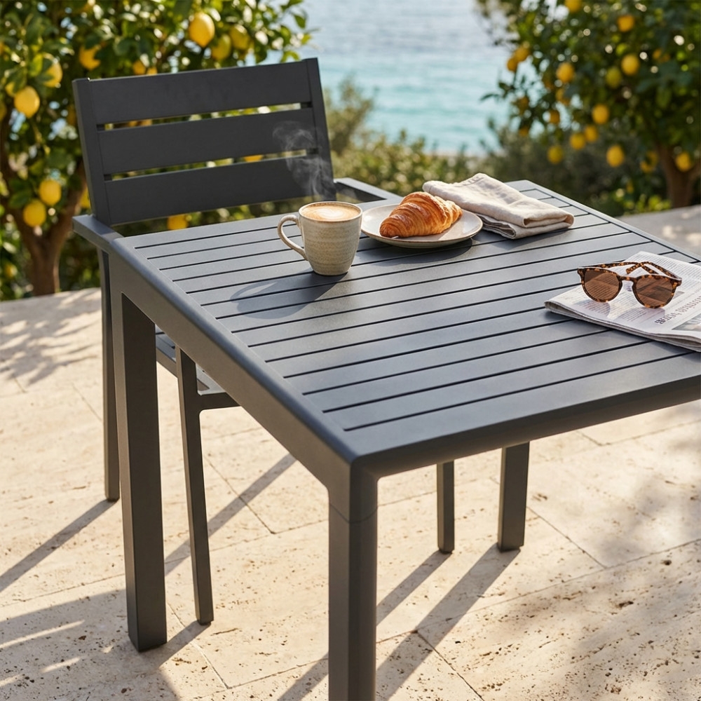 Tavolo 80x80cm in alluminio con piedini livellanti Antracite - RosarioEDENYA