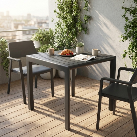 Tavolo 80x80cm in alluminio con piedini livellanti Antracite - RosarioEDENYA