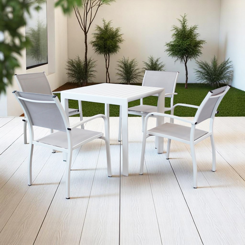 Tavolo 80x80cm in alluminio con piedini livellanti Bianco - RosarioEDENYA