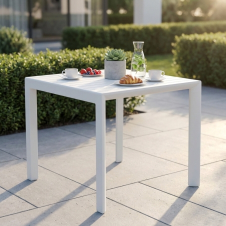 Tavolo 80x80cm in alluminio con piedini livellanti Bianco - RosarioEDENYA