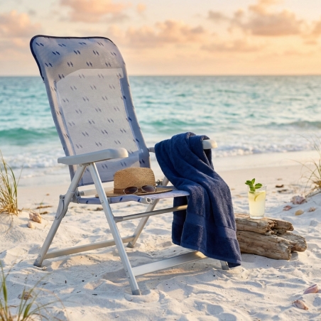 Spiaggina da mare in Textilene Pieghevole Azzurro 77x63x118cm - IschiaEDENYA