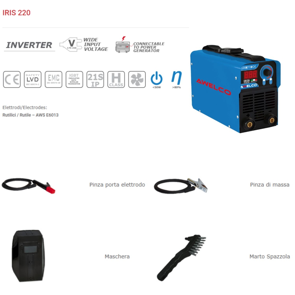 Saldatrice inverter a elettrodo MMA 200 A – IRIS 220 -2