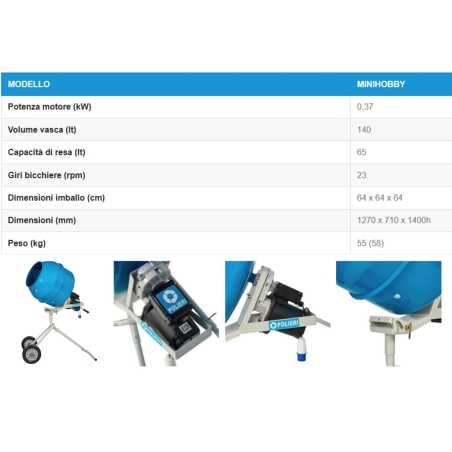 Betoniera a bicchiere Minihobby 100 Polieri -4