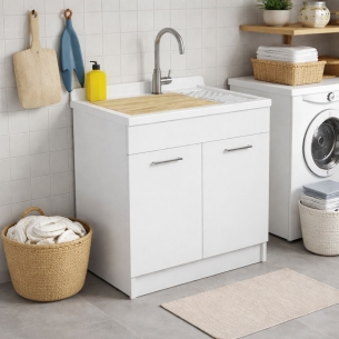 Lavatoio 75x50x86h cm Lindo Colavene Bianco SENZA CESTO PORTABIANCHERIA -1