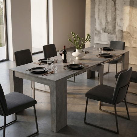 TAVOLO CONSOLLE DAVE GRIGIO EFFETTO CEMENTO 50/100/150/200/250/300 X 90 -2