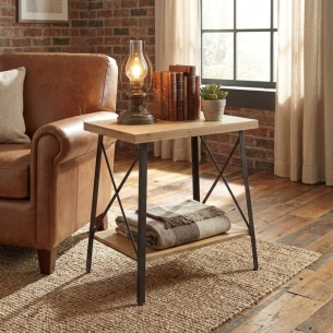 Tavolino in ferro e legno con 2 ripiani 63x40x68 h - AUBERON -1