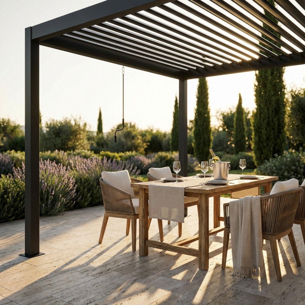 Pergola bioclimatica 3x4 mt con copertura a lamelle frangisole -2