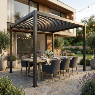 Pergola bioclimatica 3x4 mt con copertura a lamelle frangisole -1