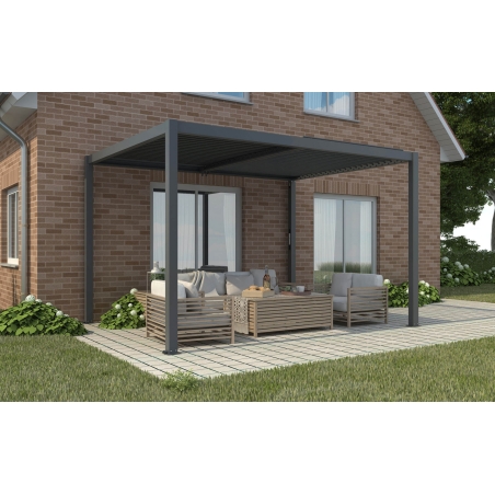 Pergola bioclimatica 3x4 mt con copertura a lamelle frangisole orientabili -8