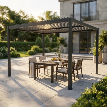 Pergola bioclimatica 3x4 mt con copertura a lamelle frangisole orientabili -2