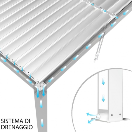 Pergola bioclimatica 3x4 mt bianca con copertura a lamelle frangisole -4