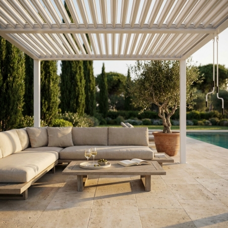 Pergola bioclimatica 3x4 mt bianca con copertura a lamelle frangisole -2