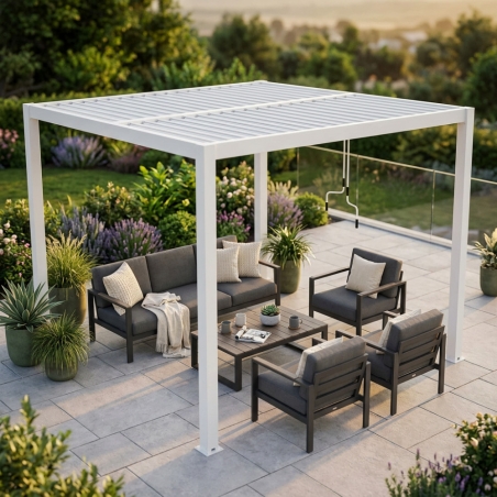 Pergola bioclimatica 3x4 mt bianca con copertura a lamelle frangisole -1
