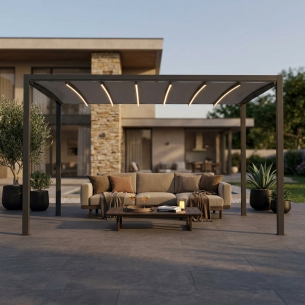 Pergola 3x3 mt con led e copertura retrattile motorizzata -1
