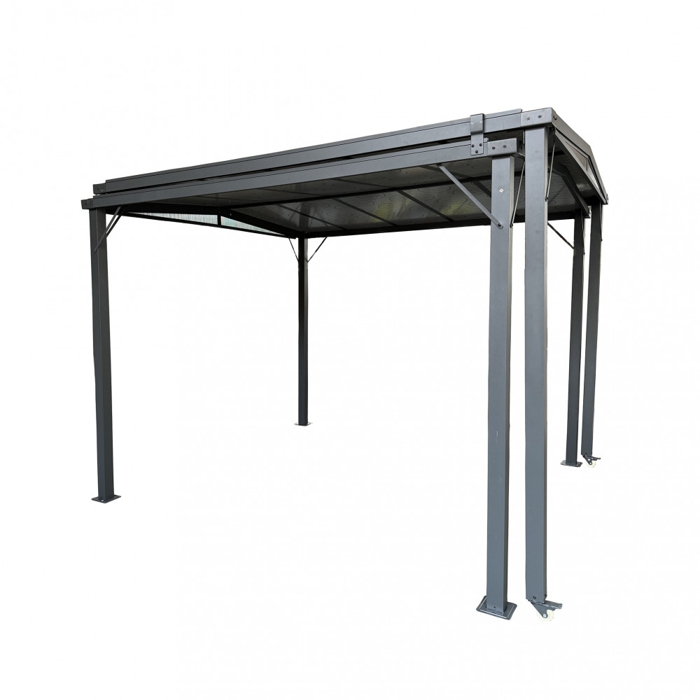 Gazebo allungabile da 3 fino a 5,7 metri con copertura in policarbonato -5