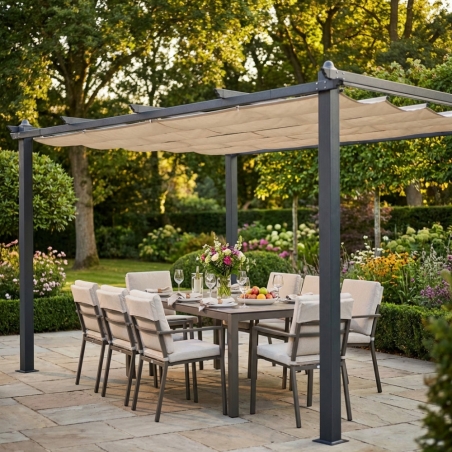 Gazebo 3x4 mt in alluminio antracite con telo ecrù - Astoria -1
