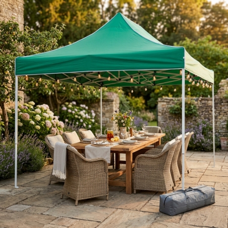 Gazebo pieghevole 3x4.5 metri con telo in poliestere verde - Holiday -1