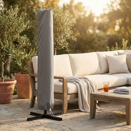 Telo di copertura ombrellone 4x4 in poliestere grigio -2