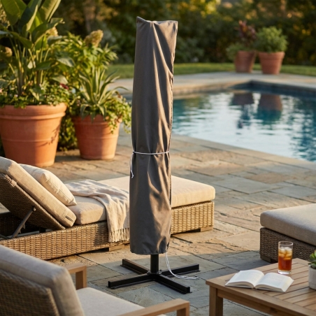 Telo di copertura ombrellone 4x4 in poliestere grigio -1