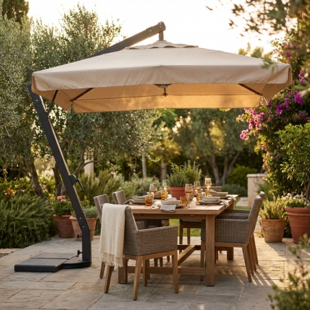 Ombrellone da giardino 3x3 mt con palo laterale Beige/nero - Venere -2