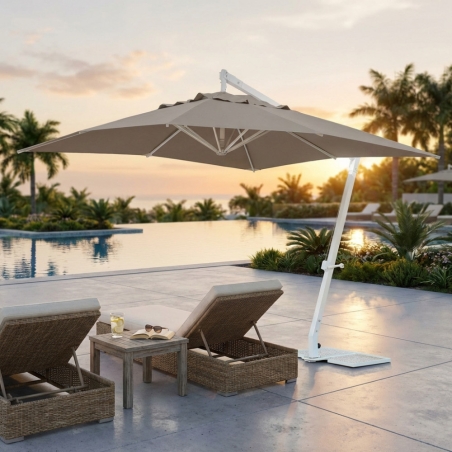 Ombrellone con palo laterale 3x3 metri e telo tortora - Pegaso -1