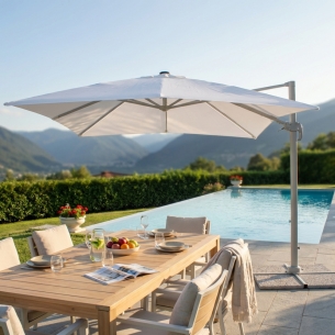 Ombrellone bianco con Led 3x4mt e palo laterale - Pitagora -1