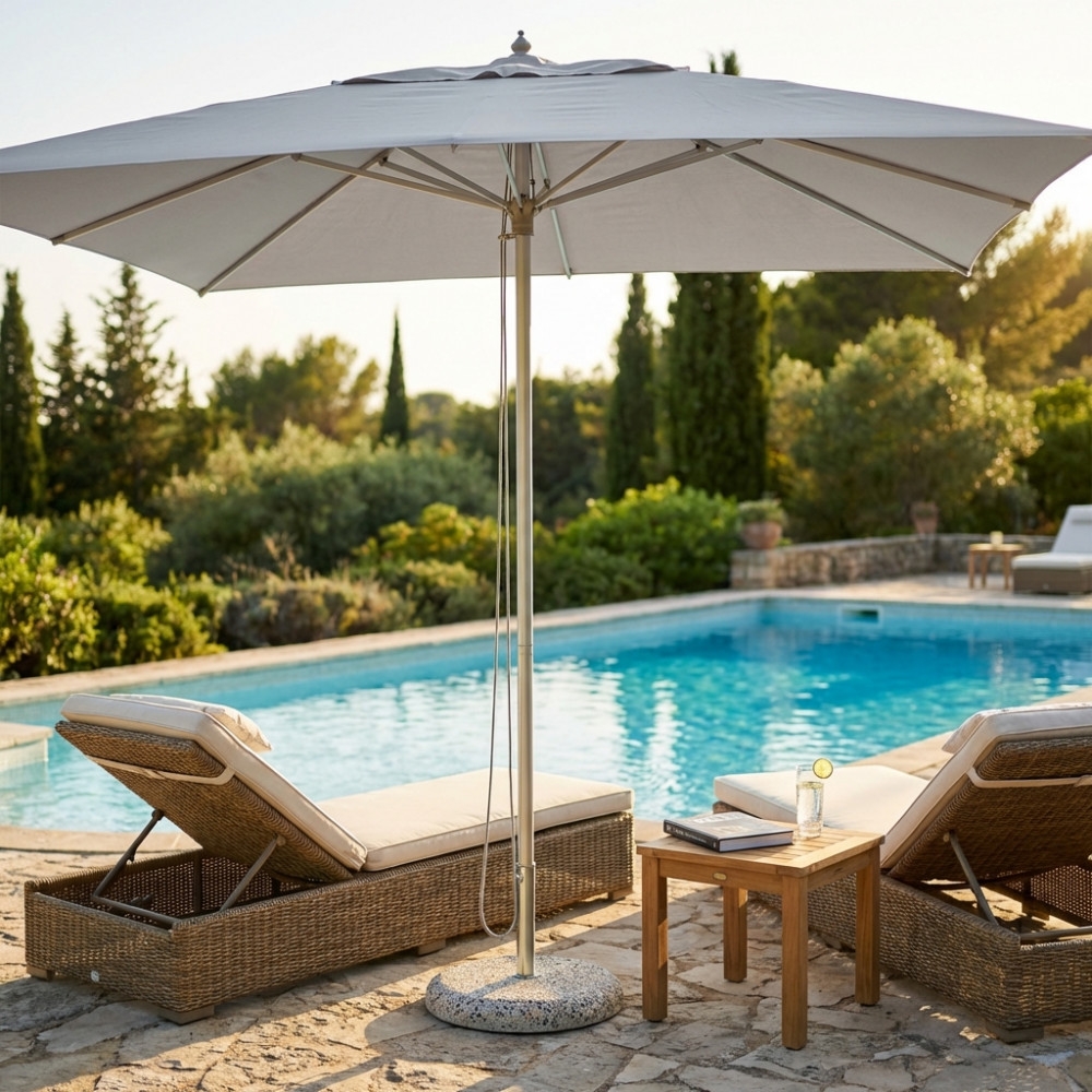 Ombrellone 3x4 mt grigio chiaro con palo centrale - Andromeda -2