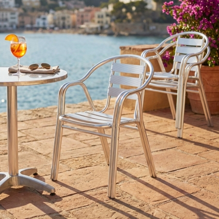 Sedia con braccioli da bar Impilabile in alluminio - Double -2