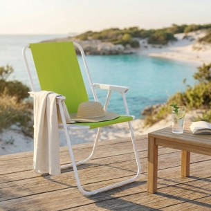 Poltrona Relax Verniciata Pieghevole Verde 52x37x74cm -1