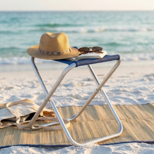 Sgabello Pieghevole Alluminio Blu 39x38x46.5cm -1