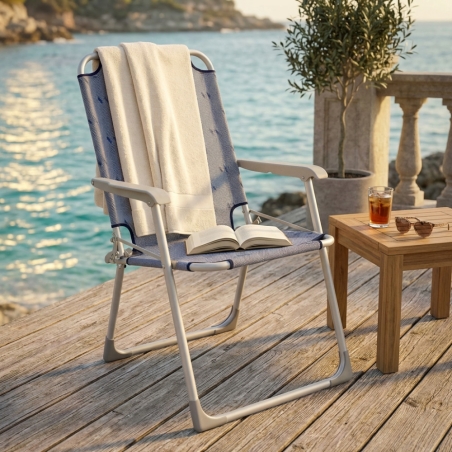 Poltrona Relax Plus Pieghevole Azzurro 52x55x89cm -1