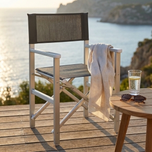 Sedia Regista pieghevole beige 55x46x88cm -1