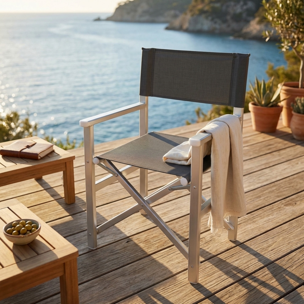 Sedia Regista pieghevole beige 55x46x88cm -2