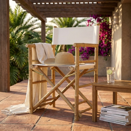 Sedia in bamboo modello regista bianca 60x44x88cm - Mojito -1