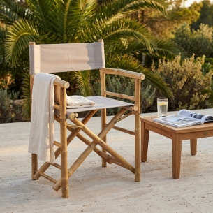 Sedia in bamboo modello regista tortora 60x44x88cm - Mojito -1