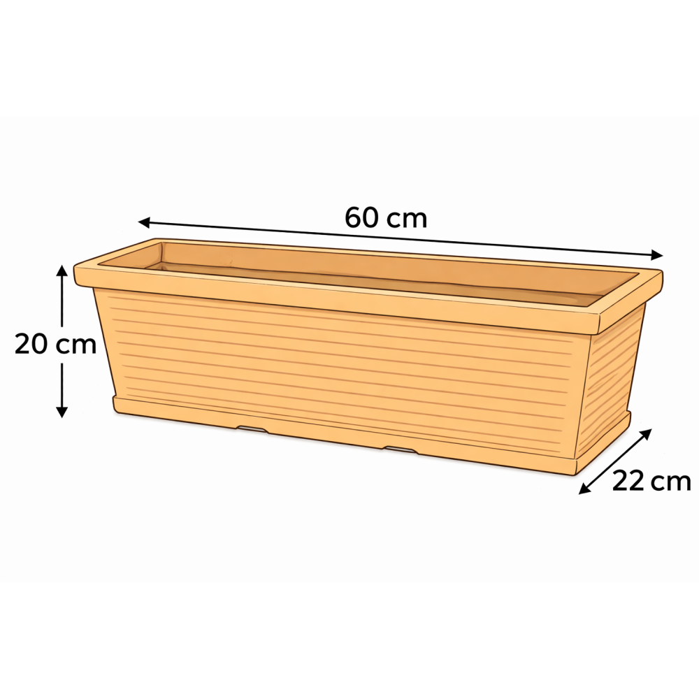 Balconiera 60x22 cm in polietilene millerighe Rome Monacis -5
