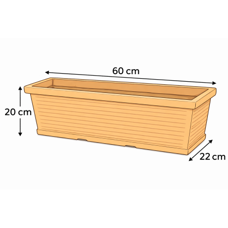Balconiera 60x22 cm in polietilene millerighe Rome Monacis -5