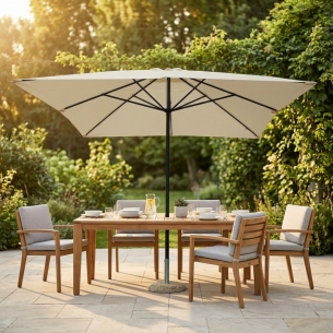 Ombrellone palo centrale 3x4 mt Ecru - in alluminio verniciato da giardino e balconeEDENYA