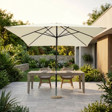 Ombrellone palo centrale 3x4 mt Ecru - in alluminio verniciato da giardino e balconeEDENYA