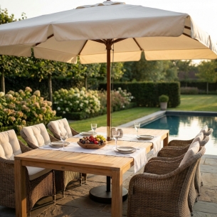 copy of Ombrellone palo centrale 3x4 mt Ecru - in alluminio verniciato da giardino e balconeEDENYA