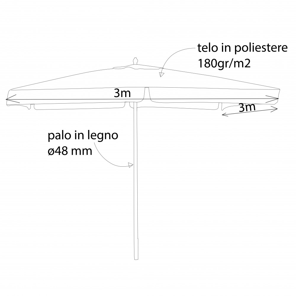 Ombrellone palo centrale 3x3 mt Verde - FantasyEDENYA