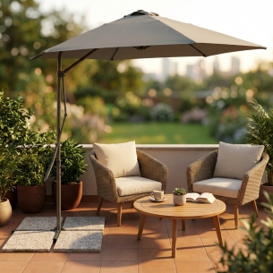 Ombrellone tondo con palo laterale 3 mt Grigio - ZenithEDENYA